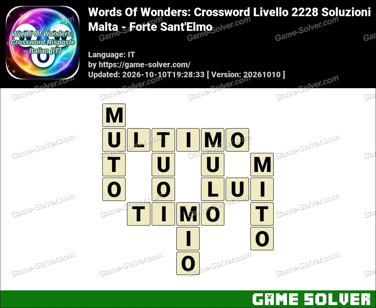 Words Of Wonders: Crossword Livello 2228 Soluzioni – Malta – Forte Sant’Elmo
